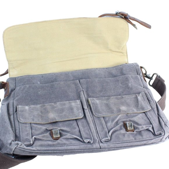 Oiled Cotton Denim Bag Pilot Briefcase Messenger Business Flight Travel Laptop - Picture 3 of 5